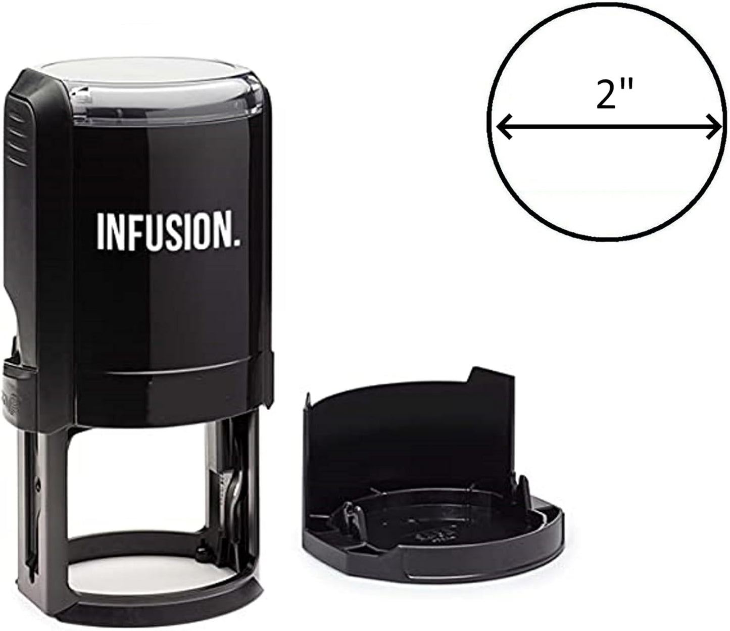 Infusion Custom Text Round Self-Inking Rubber Stamp (2" Diameter) - Up to 3 Lines of Text and Border