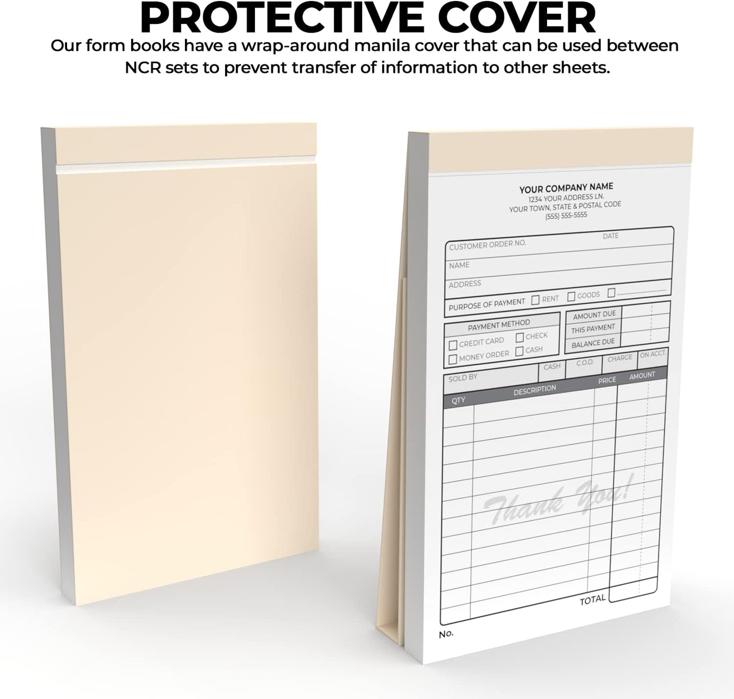 Custom 4.25" x 7" Carbonless NCR Books in 3-Part Triplicate Invoices, Receipts, Work Orders, Sales Orders, Purchase Orders, Estimates, Quote Forms with Your Company/Business Name (132 Sets)