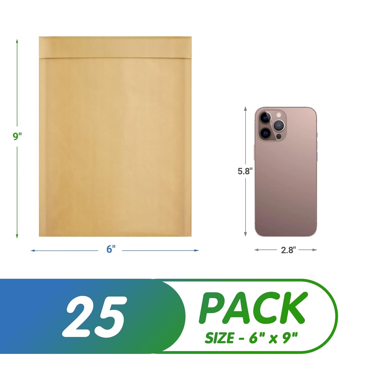 Natural Kraft Bubble Mailer Envelopes, 6 x 9 Inches. 25 Pack Mail Padded Envelopes Self Seal. Waterproof Kraft Bubble Mailers. Tear-Resistant Mailing Envelope Padded. Sturdy Paper Mailer