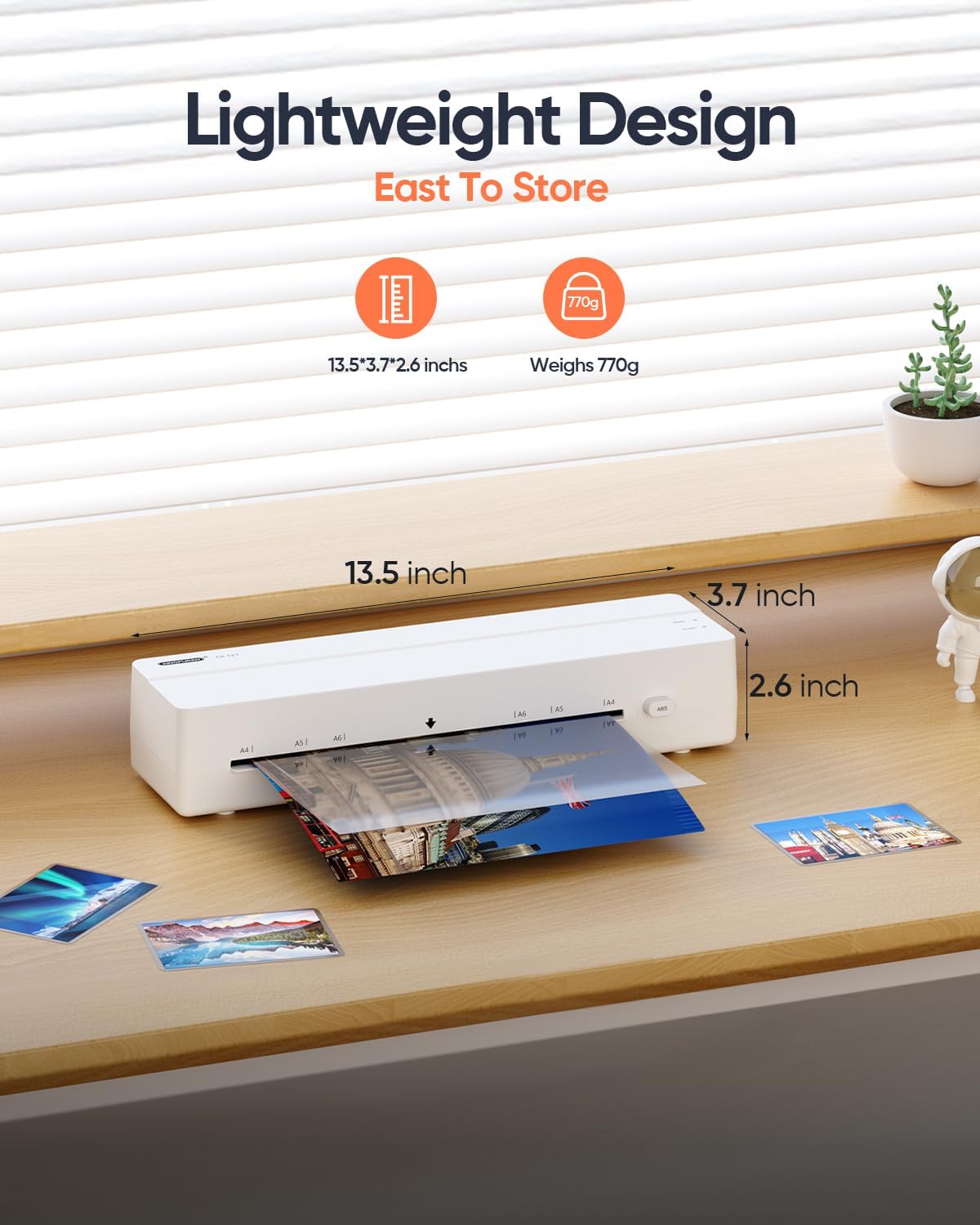 Laminator Machine, 9-Inch Thermal Laminator, Quick 4-Min Warm-Up, Jam-Free Technology, Portable Compact Design for Letter Size Sheets, Ideal for Home, Office & School Use