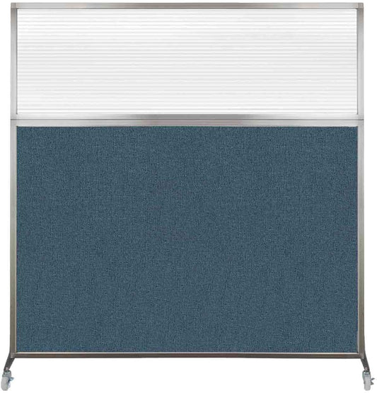 Versare Hush Screen Portable Room Divider with Wheels | Workstation Wall Divider | Freestanding Privacy Hush Panels | Clear Fluted Windows | Fabric Office Divider Screen | Great for Room Separation