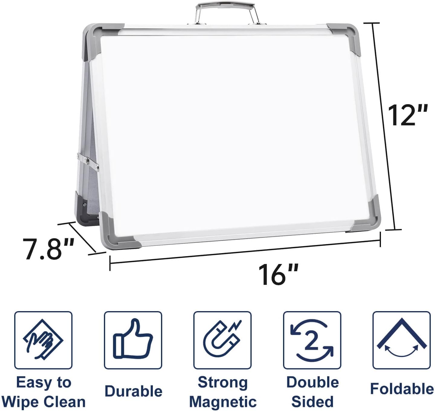 Small Dry Erase White Board - TSJ OFFICE 12" x 16" Mini Easel Desktop Double Sided Whiteboard, Portable Magnetic Board on Table Top with Holder for Drawing, Teacher Instruction, Memo Board