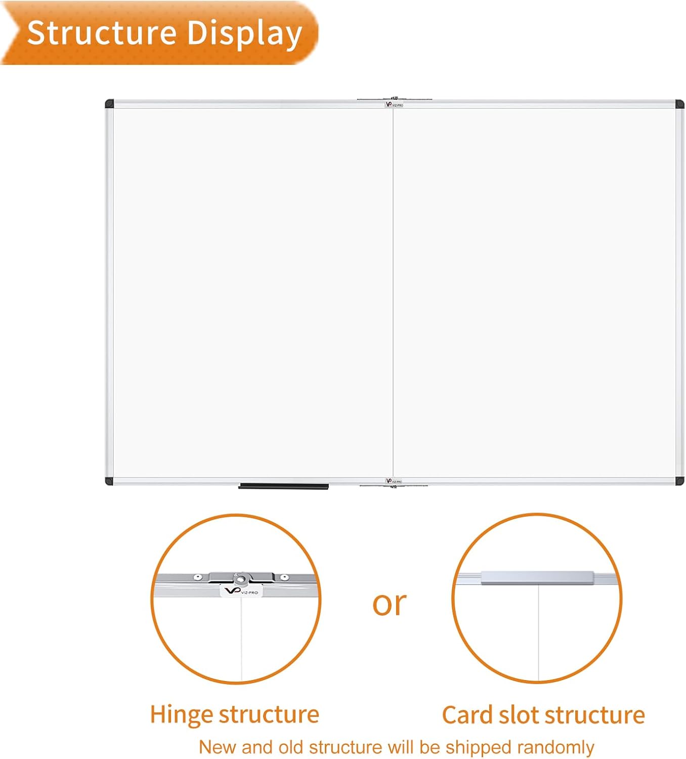 VIZ-PRO Magnetic Dry Erase Board, 60 X 48 Inches, Foldable Wall-Mounted Whiteboard with Silver Aluminum Frame & Marker Tray for School Office and Home 5' X 4'