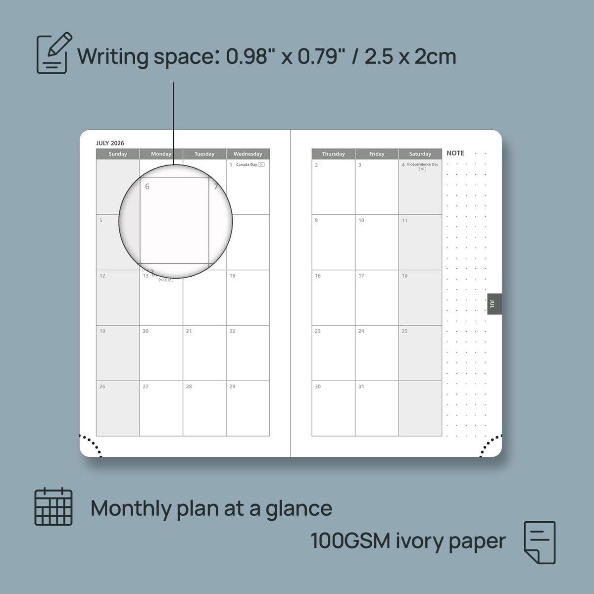 POPRUN Pocket Calendar 2026 (Small Size- 4'' x 6.25") Weekly and Monthly for Purse - Planner 2026 (Jan. 2026 - Dec. 2026) with Vegan Leather Soft Cover,Pen Holder and More - Pacific Green