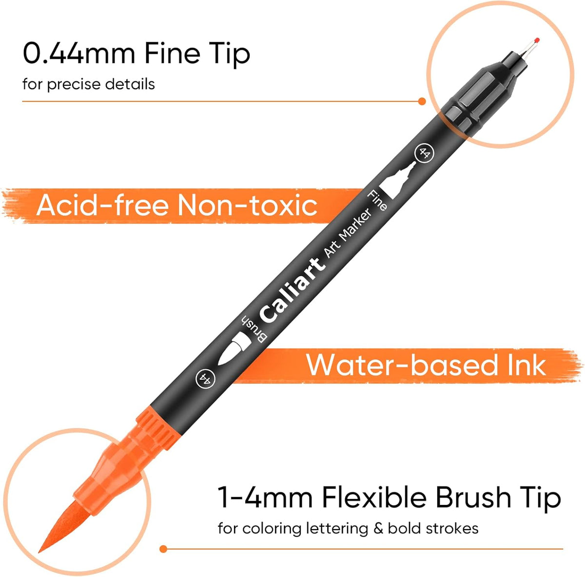 Caliart 72 Colors Double Tip Brush Pens Art Markers, Artist Fine & Brush Pen Coloring Markers for Adult Book Cards Drawing Craft Kit Teacher Office Supplies