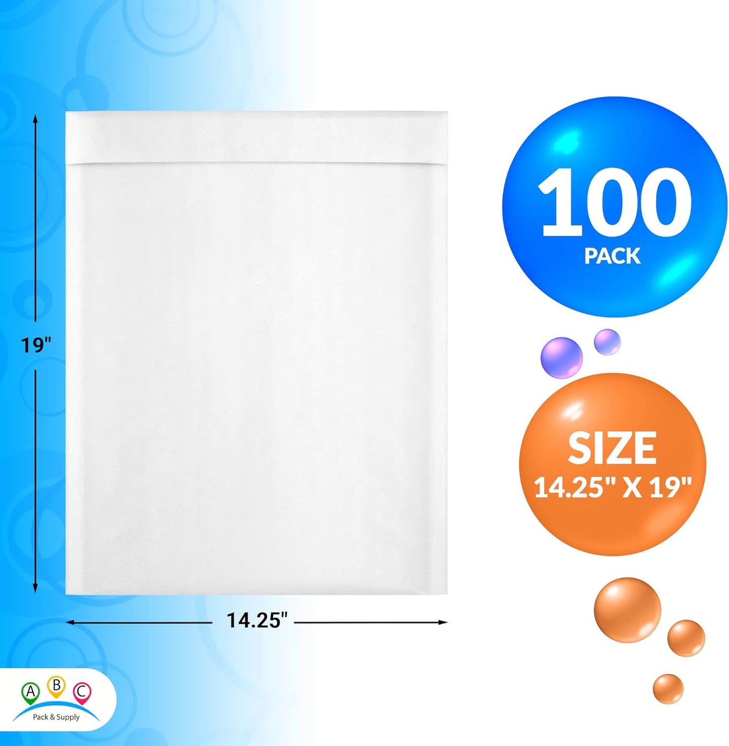 ABC PACK & SUPPLY White Kraft Bubble Mailer Envelopes, 14.25 x 19 Inches. 100 Pack Mail Padded Envelopes Self Seal. Kraft Bubble Mailers. Tear-Resistant Mailing Envelope Padded. Sturdy Paper Mailer