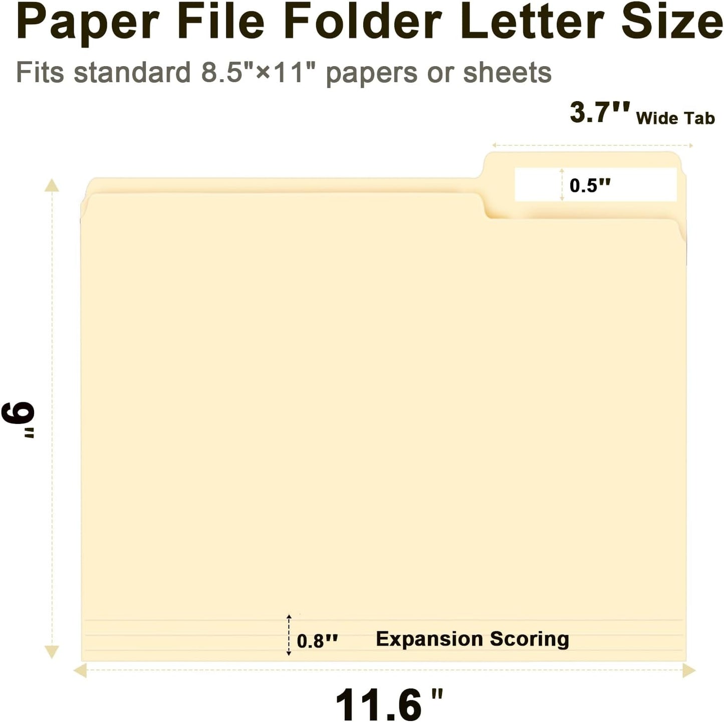 File Folder, RAZCC 200 Pack 1/3 Cut Tab File Folders Letter Size, Manila Folders, Folders with Tab, Great for Organizing and Easy File Storage