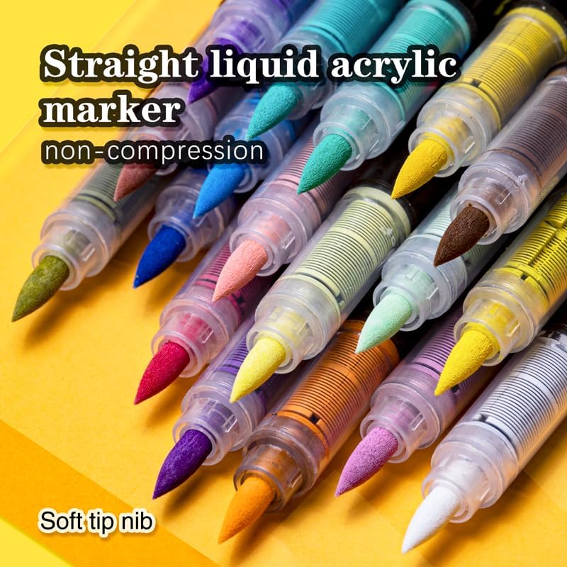 seatosea 120 Colors Paint Pens Art Acrylic Markers for Kids, Soft Brush Fine Tip Set Creative Marker Painting Pen for Coloring Book, Wood, Rock, Ceramic, Glass, Canvas and Crafts.