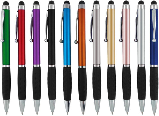Stylus Pens -2 in1 Capactive Touch Screen with Ballpoint Writing Pen Sensitive Stylus Tip For Your iPad iPhone Samsung Galaxy & All Smart Devices -Metallic Barrel - Assorted Colors Comfy Grips,12 Pack