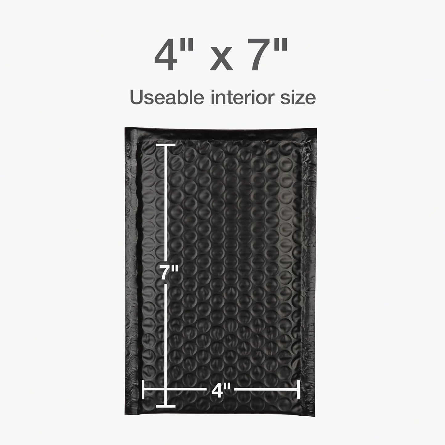 Quality Park Bubble Mailers, 4 x 8 Shipping Envelopes, Self-Seal, Small Black Padded Envelopes, Redi-Strip Peel Off Closure, 50 Per Box (1002352)