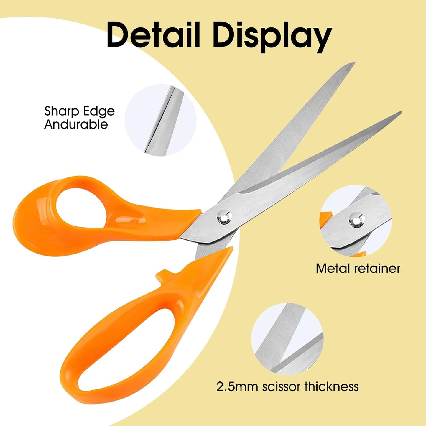 All Purpose Scissors,Heavy Duty Sharp Scissors for Office, Home, School, and Crafts, with Stainless Steel Blades and Comfort Grip Handle