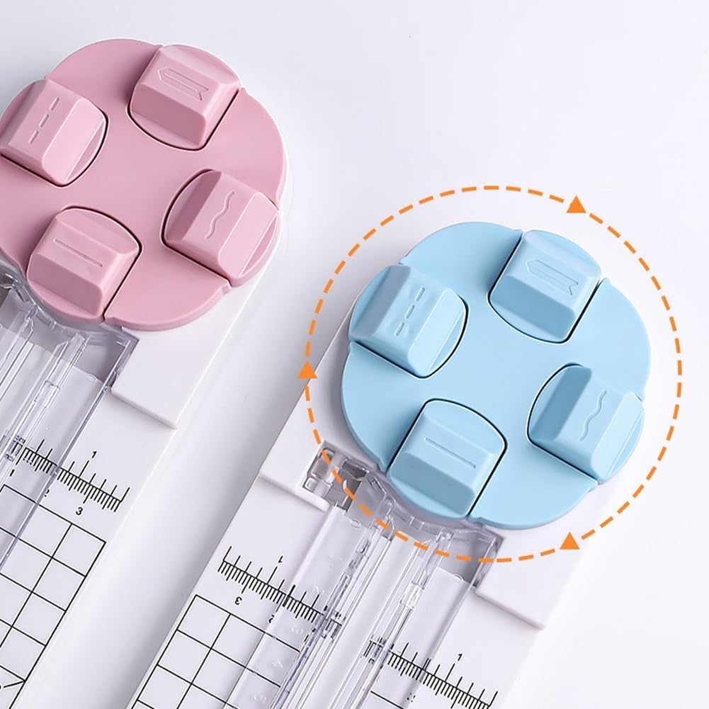 4-in-1 Multi-Function Paper Trimmer,Bidirectional Papers Cutter, Equipped with Straight,4 in 1 Paper Cutter 4 Styles Craft Paper Cutter Multi-Function Scrapbooking Tool (Green+Purple-2PCS)