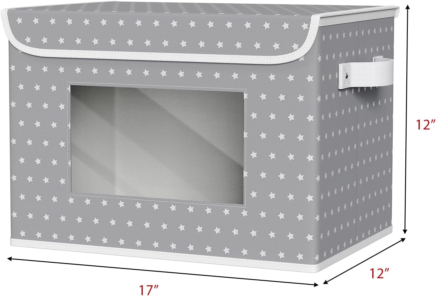 Univivi Fabric Foldable Storage Boxes [4-Pack] Large Collapsible Stackable Storage Bins with Lids, Closet Organizers and Storage Cube Basket for Home, Office, Bedroom (Gray Star, 17”x 12” x 12”)