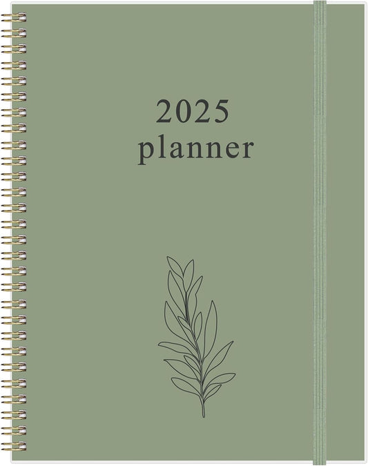 2025 Planner - Planner 2025 from January 2025 to December 2025 with 12 Monthly Tabs, Flexible Cover, Inner Pocket, 8.5" x 11", Green