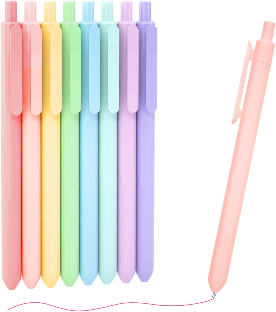 Shuttle Art Colored Retractable Gel Pens, 8 Pastel Ink Colors, Cute Pens 0.7mm Fine Point Quick Drying for Black Paper Writing Drawing Journaling Note Taking School Office Home