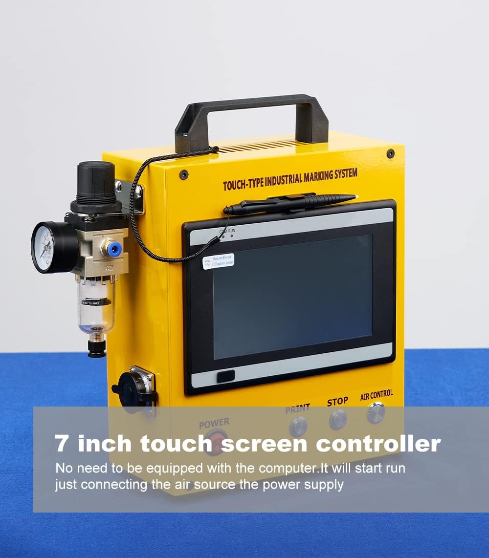 US Stock Pneumatic Dot Peen Marking Machine Metal Engraving Machine Pneumatic Marking Machine Marking Field 120×50mm for Letters, Serial Numbers, VIN Code, Chassis Number, Date, Graphics,etc.
