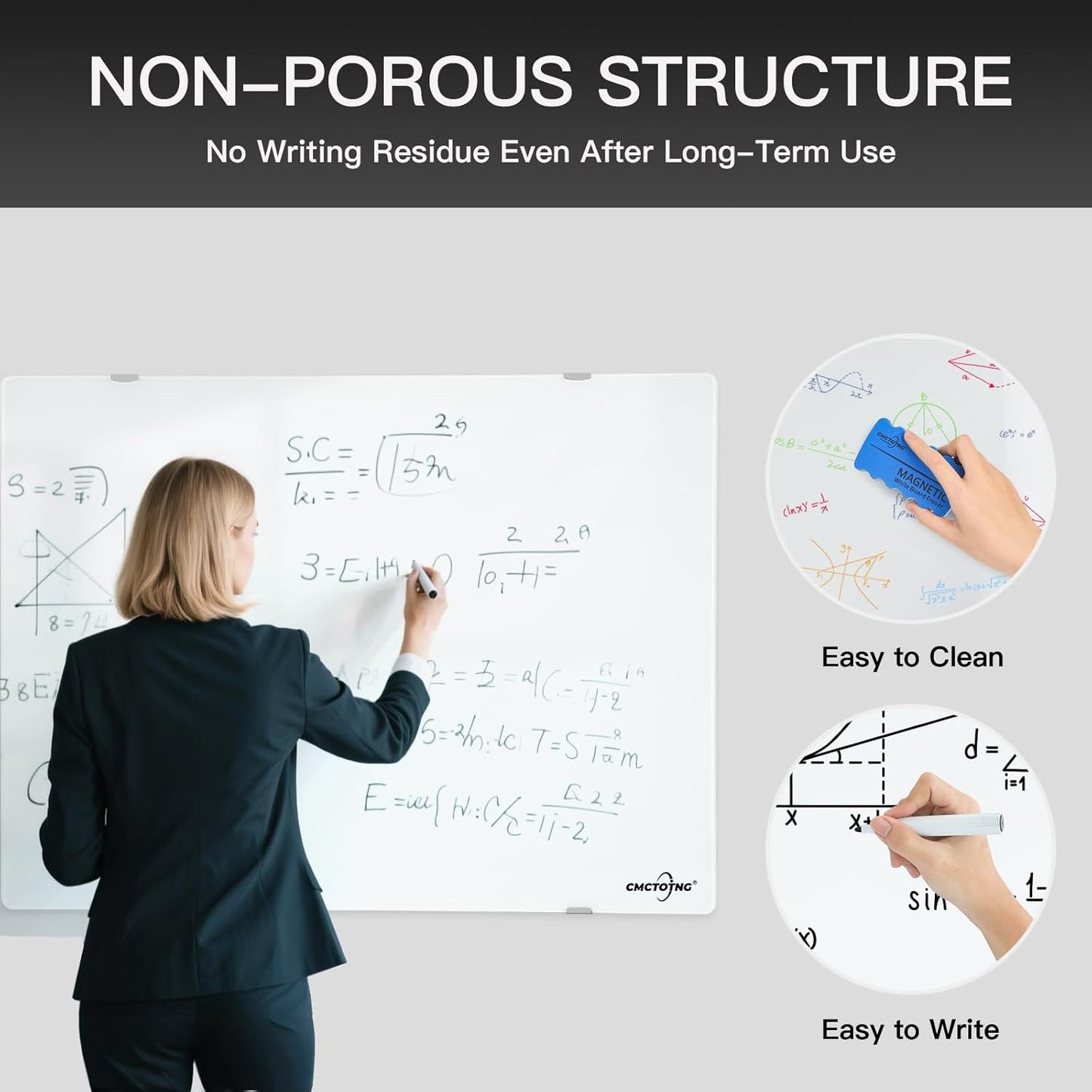 Wall-Mounted Magnetic Tempered Glass White Board Frameless Dry Erase Board Wall Mounted Ideal for Office Classroom School Kitchen and Home，Durable Whiteboard Frameless (48''x36'')