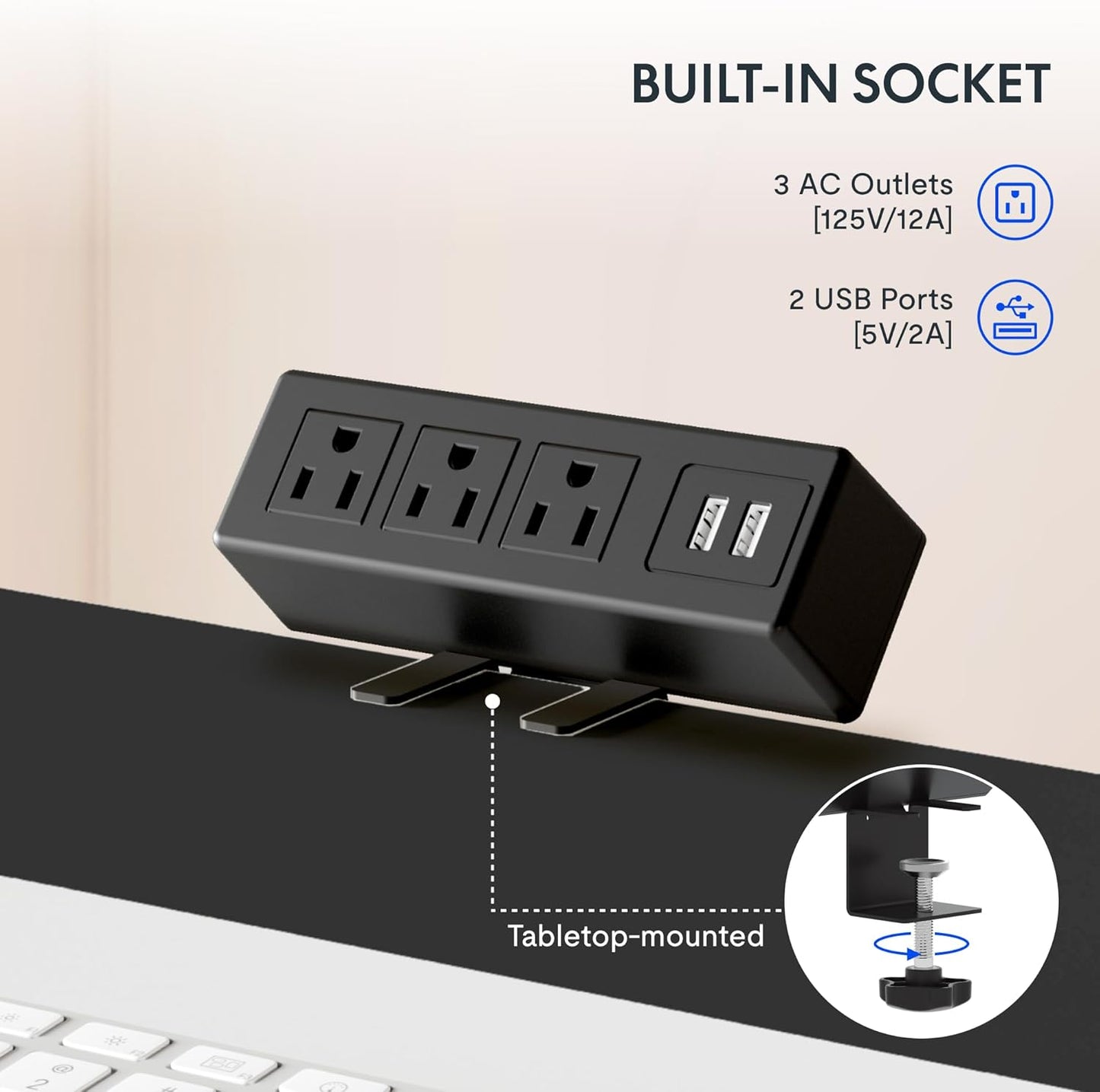 FLEXISPOT EN2 Whole-Piece Standing Desk with Clamp Power Strip, 60 x 24 Electric Stand Up Height Adjustable Desk with Cable Management (Black Frame + 60" Black Top, 2 Packages)