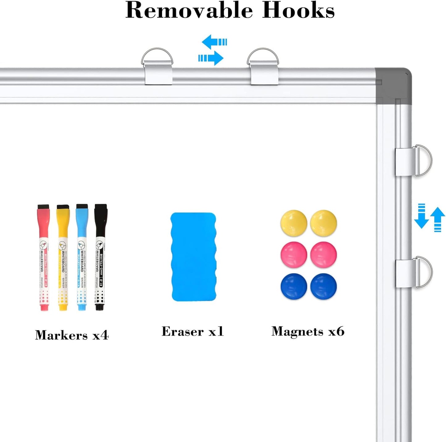 WALGLASS Combination Magnetic Whiteboard & Corkboard, 36"x24" Combo for School, Office & Home, Dry Erase Board with Removable Tray, Pins, Eraser, Markers & Magnets