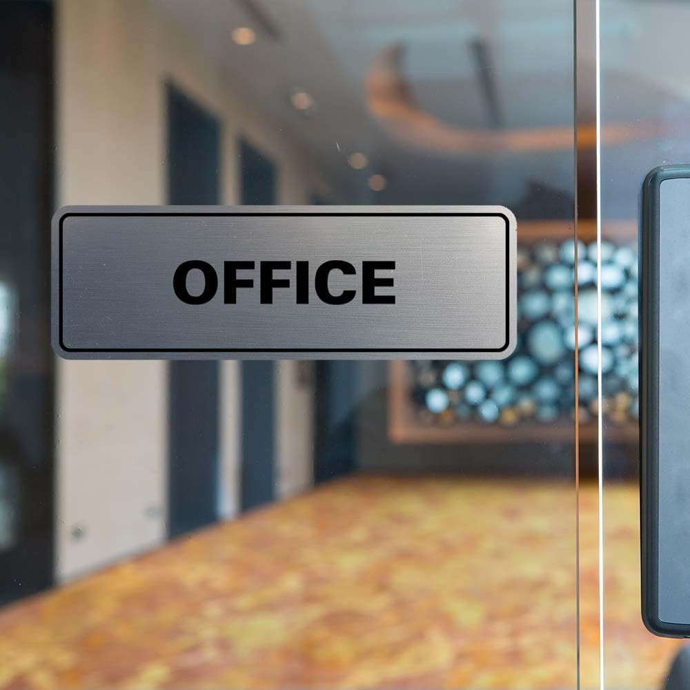 Signs ByLITA Standard Office Sign - Professional Business Signage - Easy to Install (Black/Silver) - Large 1 Pack