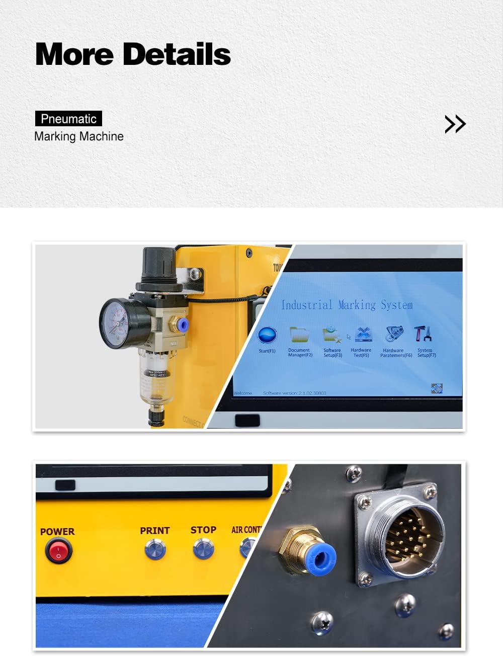 US Stock Pneumatic Dot Peen Marking Machine Metal Engraving Machine Pneumatic Marking Machine Marking Field 120×50mm for Letters, Serial Numbers, VIN Code, Chassis Number, Date, Graphics,etc.