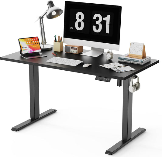 48x24 Inches Whole Piece Electric Standing Desk, Seamless One Piece Height Adjustable Sit to Stand up Desk for Home Office, Ergonomic Computer Workstation, Black