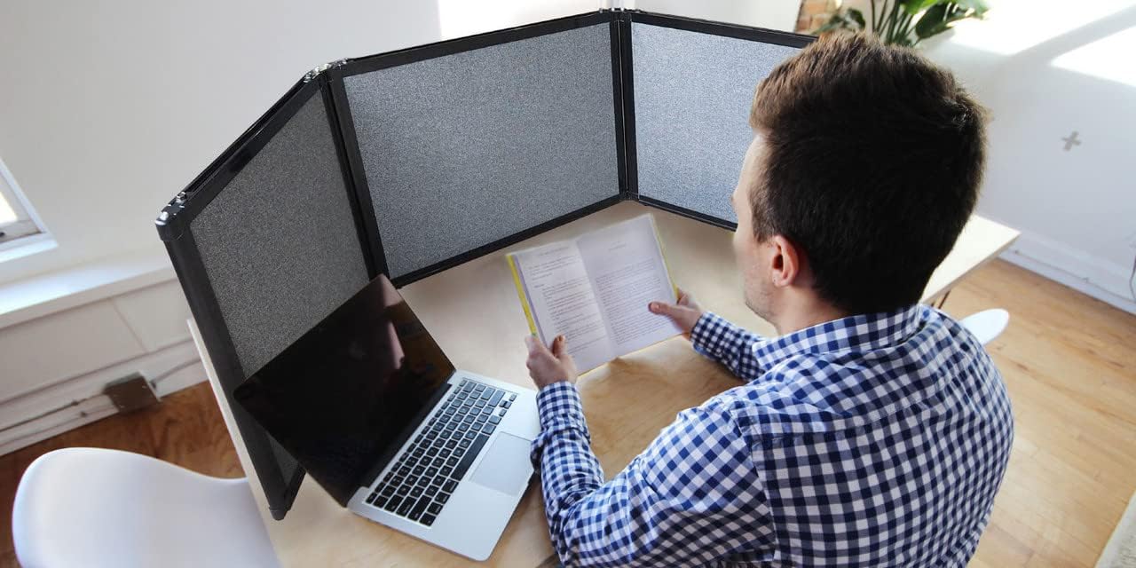 Versare Folding Tabletop Display | 3-Panel Partition | Lightweight Portable Workspace Divider | Mocha 99" x 36"