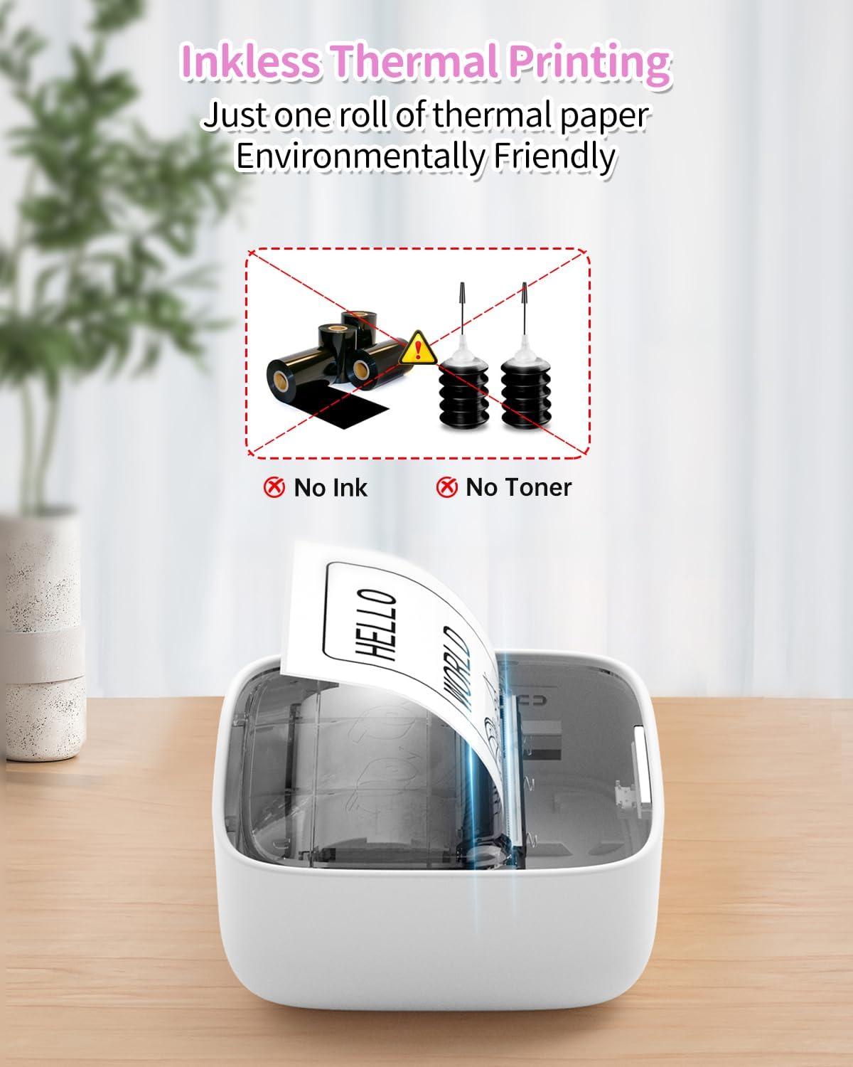 iDPRT Sticker Maker, Portable Thermal Printer with 1 Roll Sticker Paper, Bluetooth Inkless Printer Mini Label Maker for Study, DIY, Notes, Mini Label Maker with Multiple Template in Free App, Pink