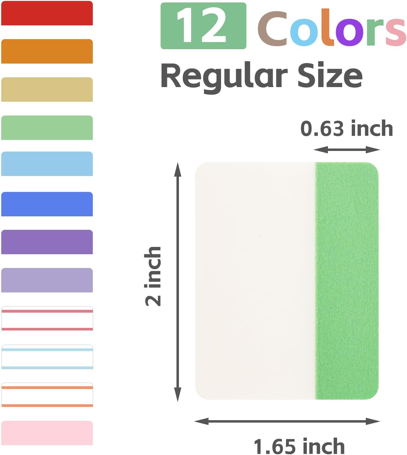 KICNIC Sticky Tabs 240Pcs 2Inch, Pastel Book Tabs, Adhesive BOPP Page Tabs, Transparent Annotation Labels, Tabs for Notebooks, Small Markers for School, College, Office (12 Colors)