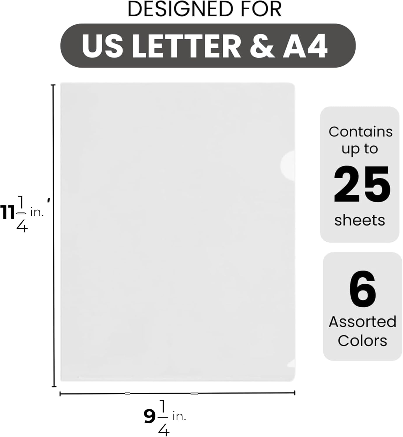 Letter Sized Poly Sleeves - 24 Pack, Clear, Heavyweight for Sheets 8.5"x11", Project Pockets, Plastic Sleeves for documents Folders with L-Type, Page Protectors, Acid-Free