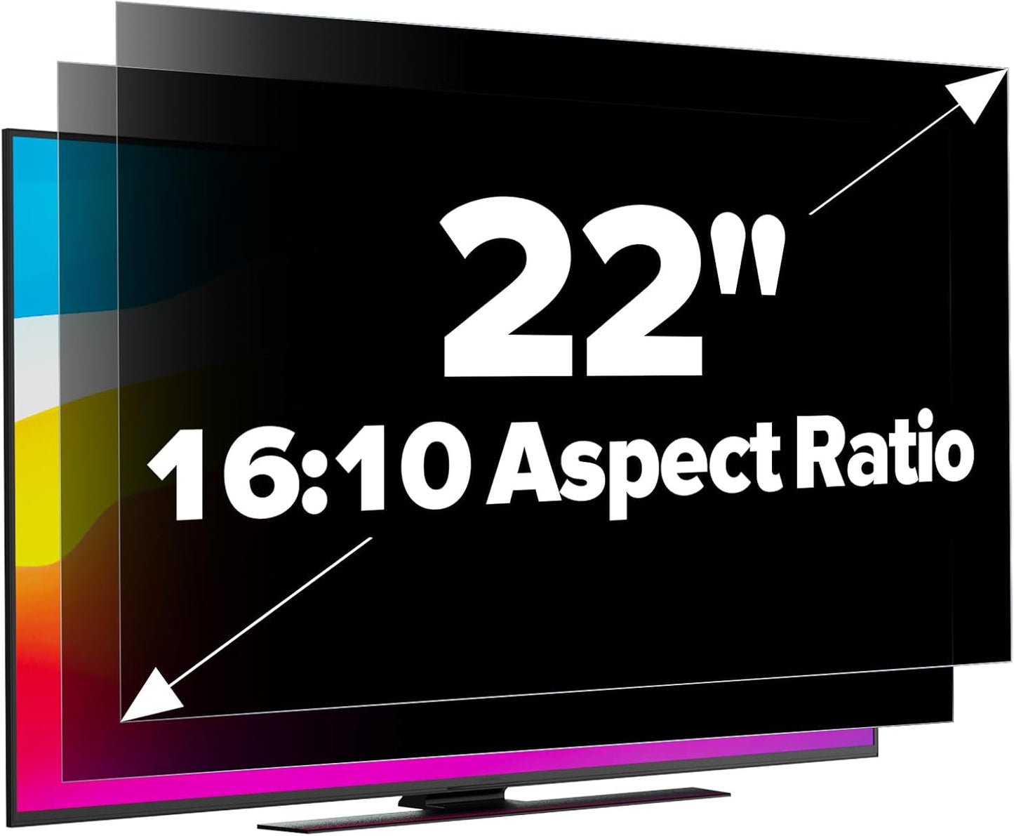 [2-Pack] HD Computer Privacy Screen 22 inch, Upgraded Computer Privacy Screen for 16:10 Widescreen Removable Anti Glare Computer Screen Cover and Blue Light UV-Blocking Screen Privacy Filter