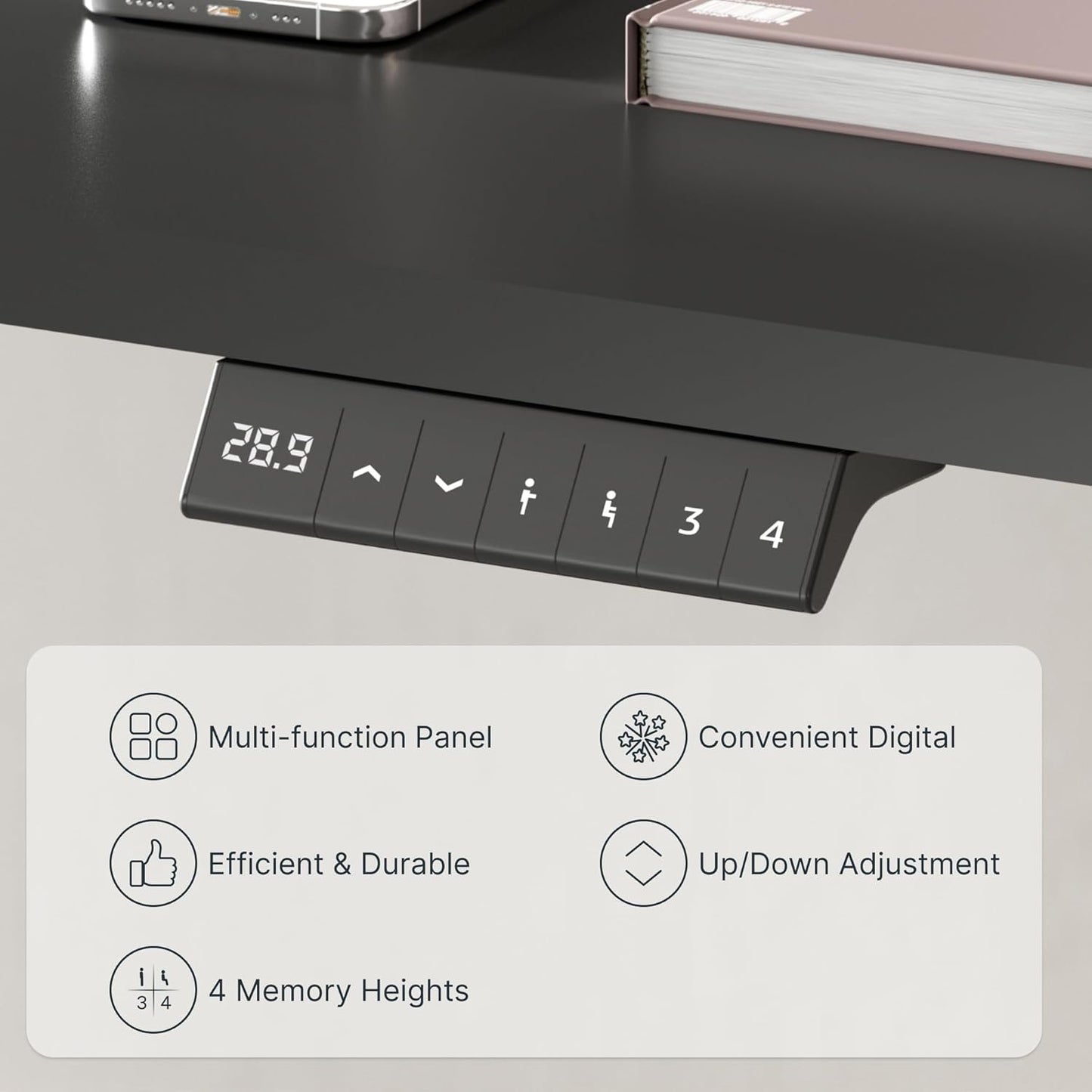FLEXISPOT EN1 Whole-Piece Standing Desk 40 x 24 Inches Electric Height Adjustable Small Desk for Home Office (Black Frame + 40 in Black Top)