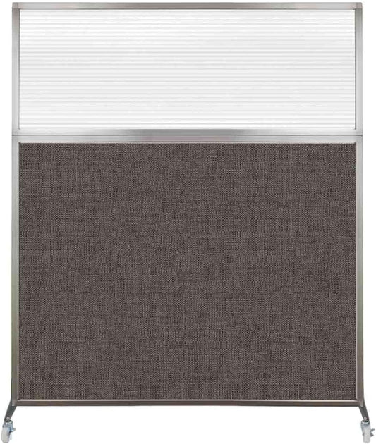 Versare Hush Screen Portable Room Divider with Wheels | Workstation Wall Divider | Freestanding Privacy Hush Panels | Clear Fluted Windows | Fabric Office Divider Screen | Great for Room Separation