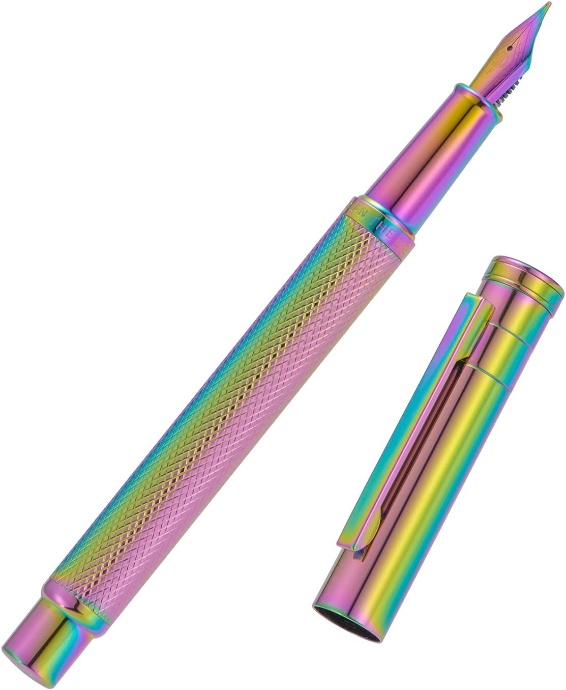 Asvine Hongdian Forest Fountain Pen Extra Fine Nib Rainbow Color with Converter and Metal Pen Box Set