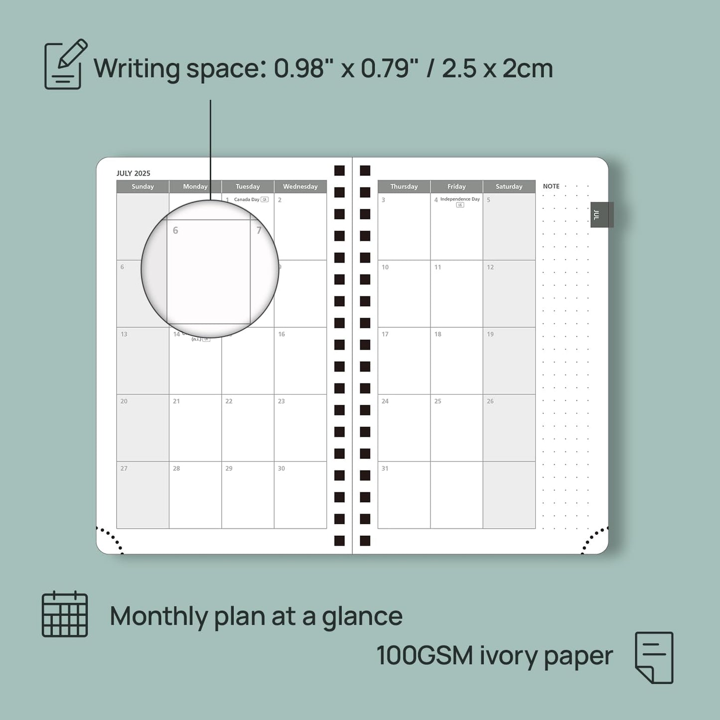 POPRUN Pocket Planner 2025-2026 (Spiral Hardcover - 4''x 6.25''), Daily Weekly and Monthly (July 2025 - June 2026) with Hourly Time Slots, for Purse, 100 GSM - Burgundy