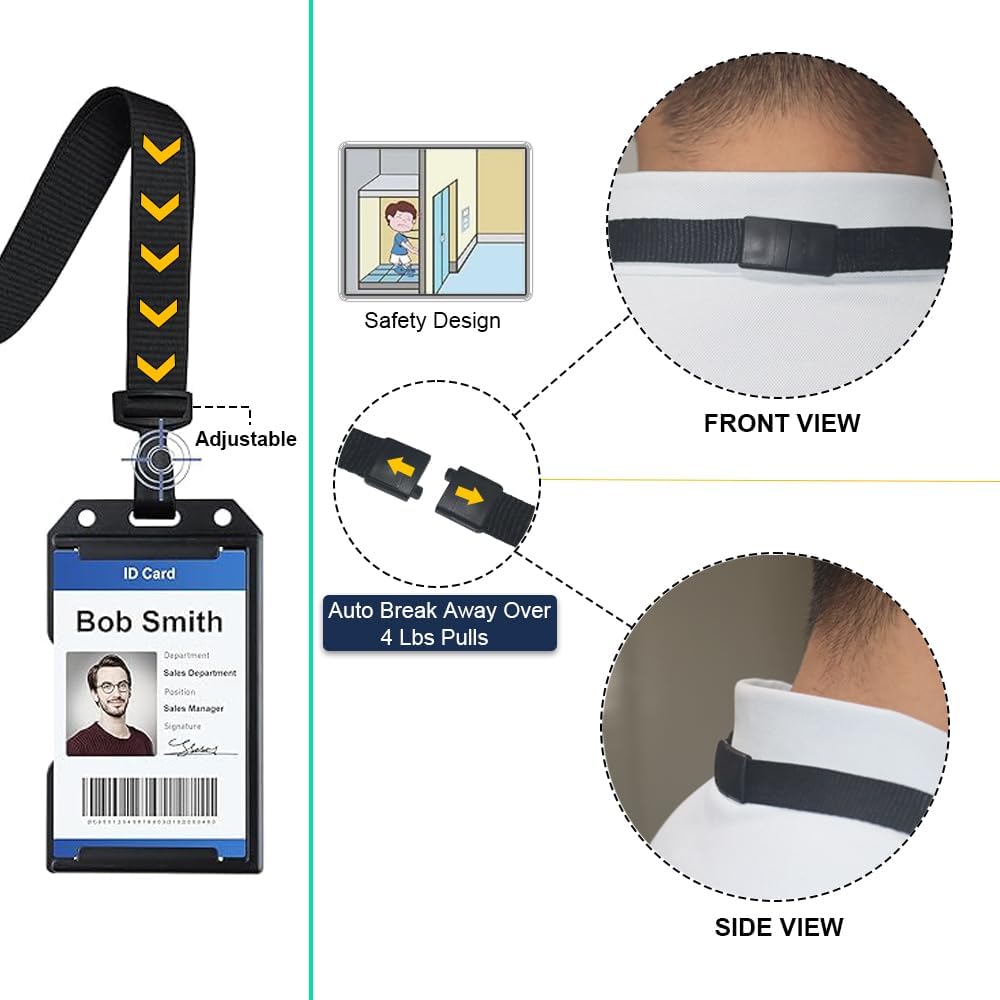 25 Pack Bulk-Polyester Breakaway Lanyards with Plastic No Twist Clip & Safety Breakaway Clasp-Great for Radiology-School Hospital-MRI Safe-Neck Strap I.D. Badge Holders 36” (Black) by BETOOM