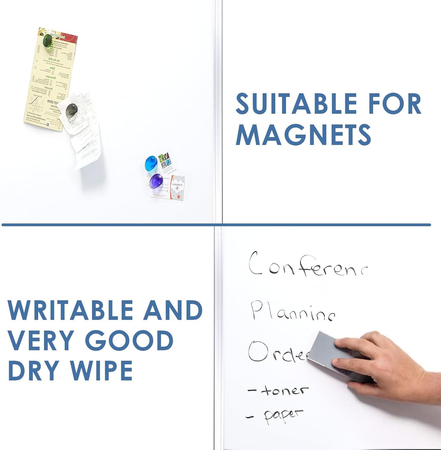 Dry Erase Board 60" x 40" Aluminum Presentation Magnetic Whiteboard with Long Pen Tray, Wall Mounted White Board for School, Office and Home