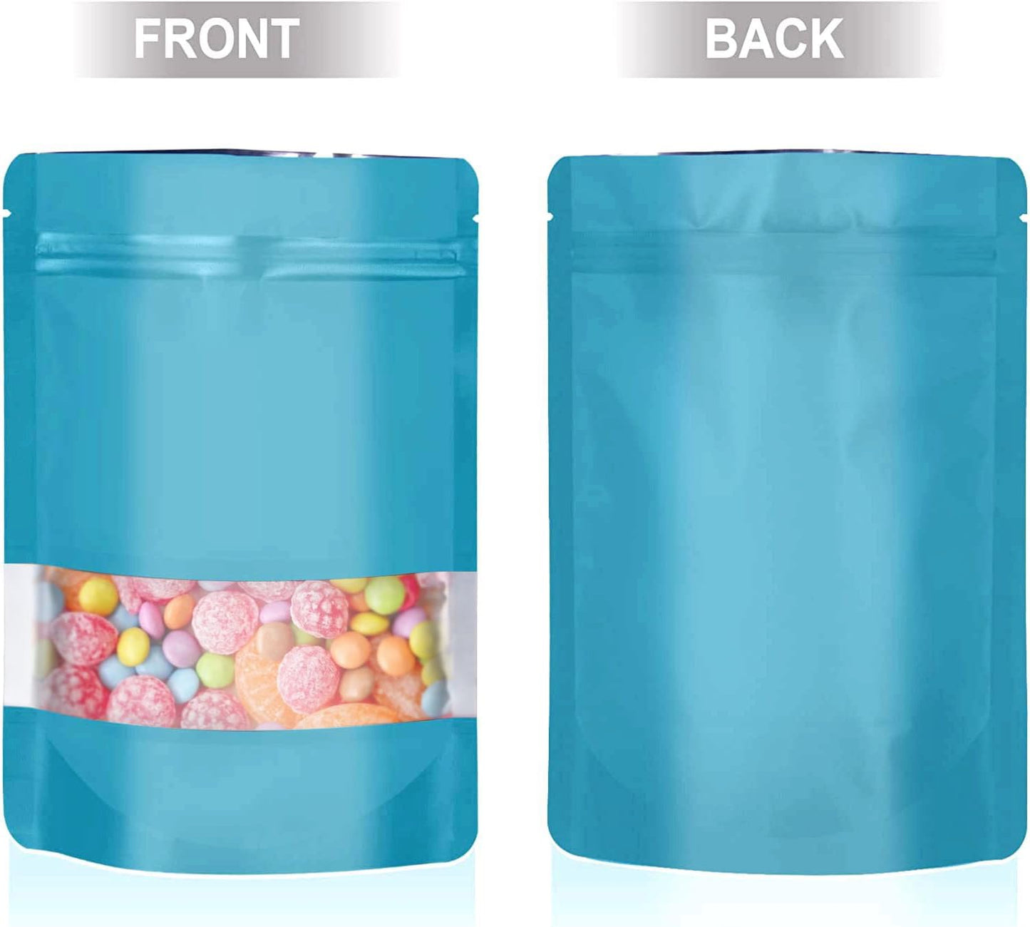 5.5"x7.8" 120pcs Mylar Bags for Food Storage,Smell Proof Bag with Matte Window Resealable Food Storage Bags for Small Business, Stand-up Foil Pouch Packaging Freeze Dried Candy Bag (Blue