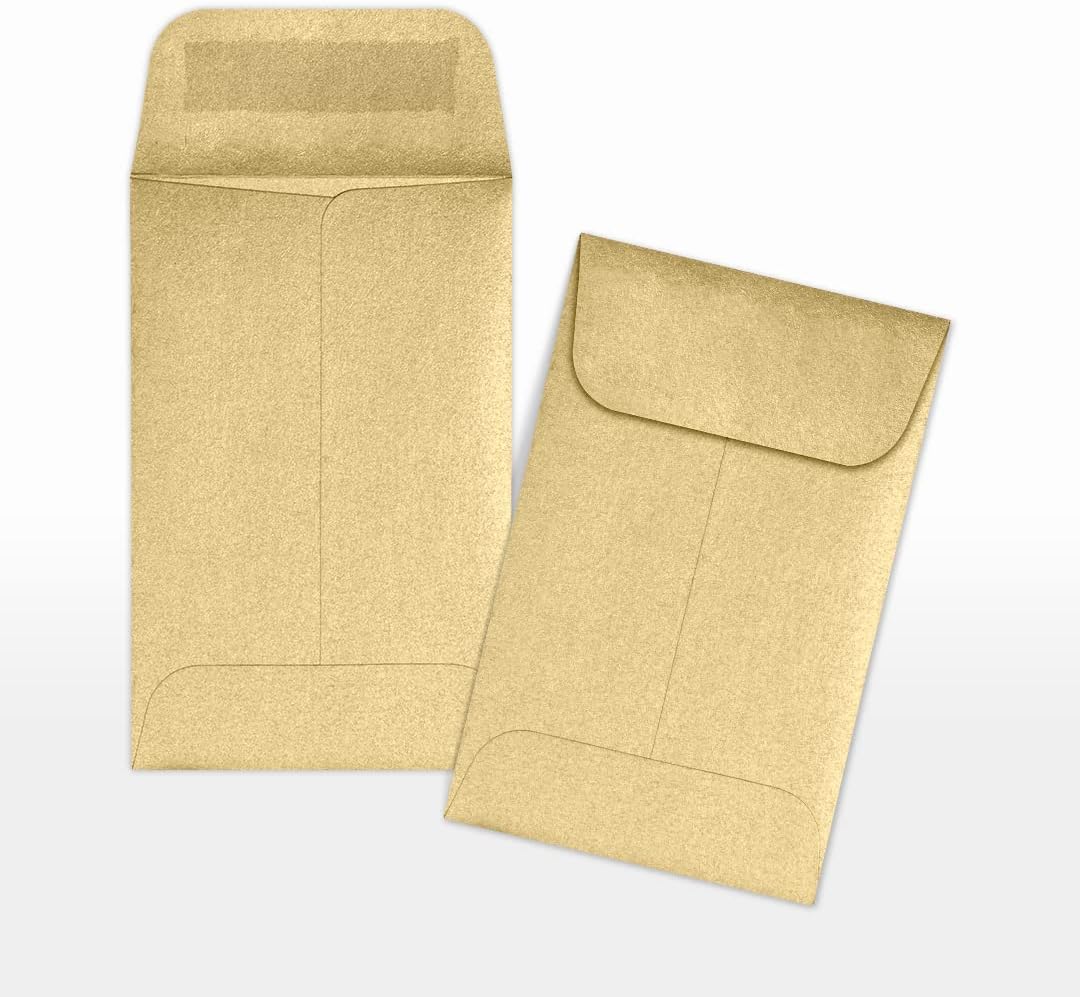 LUXPaper #1 Coin Envelopes | 2 1/4" x 3 1/2" | Blonde Metallic | 80lb. Text | 250 Qty