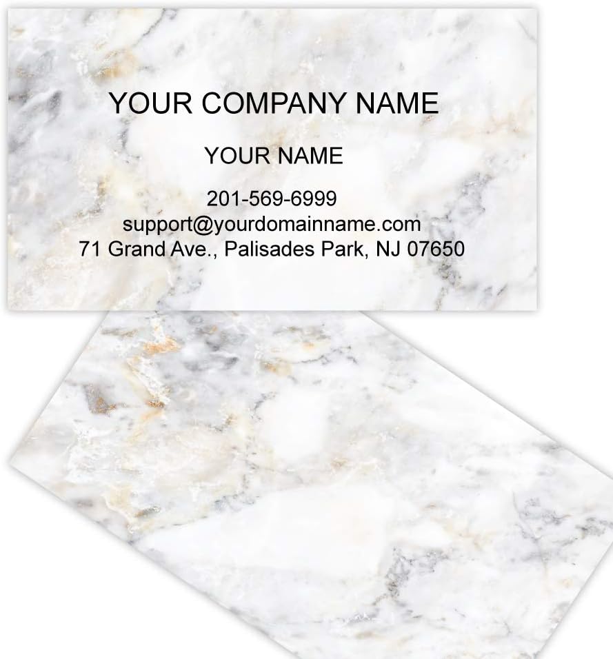Custom Premium Business Cards 100 pcs Full color - Printed on 16pt(350gsm) or14pt (308gsm) Classic matte paper, Made in The USA (Marble Plain)