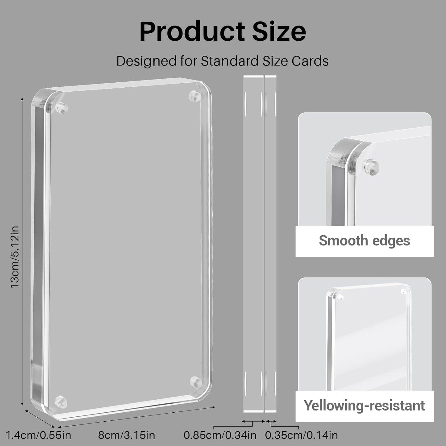 4 Packs Card Display Stand, Strong Magnetic Acrylic Trading Card Display Frames, Thickened Stable Support for Baseball & Sports Card Display Case with 4 Card Sleeve
