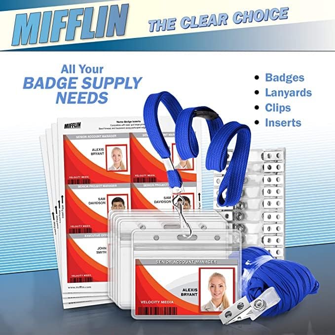 MIFFLIN-USA Flat Breakaway Safety Lanyard for ID Badges (Blue, 36 Inch, 800 Pack), Soft Woven Neck Line