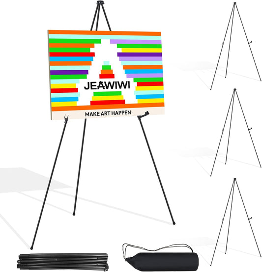 4PCS Black Easel Stand for Wedding Sign Stand, 66 Inch Adjustable Metal Easels for Display, Portable Folding Easel for Wedding, Display Show, Arts, Poster with Portable Bags