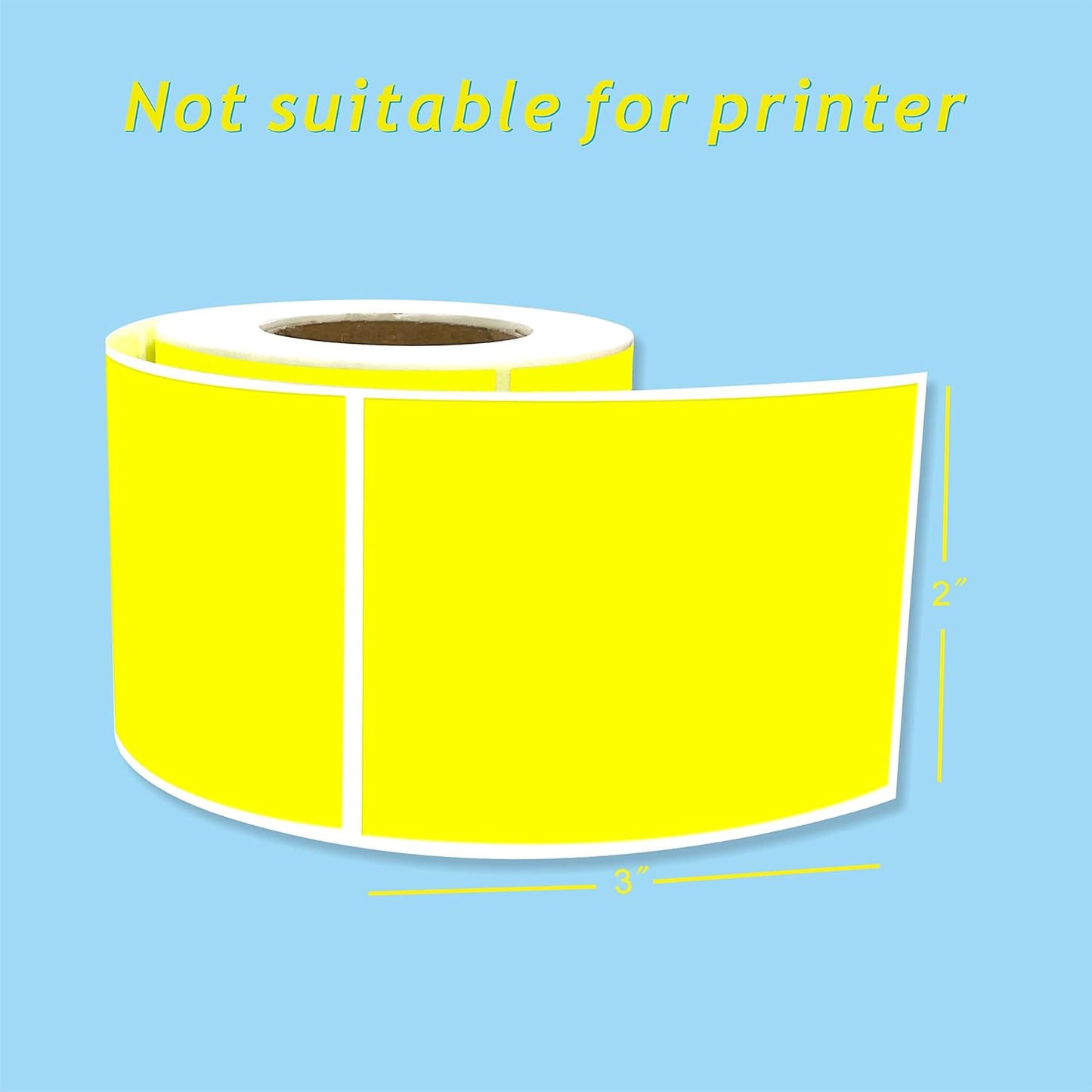 PARLAIM 2 X 3 Inch 250 Per Roll Rectangle Inventory Color Coding Labels, Roll Square Label Inventory Stickers(Fluorescent Yellow)