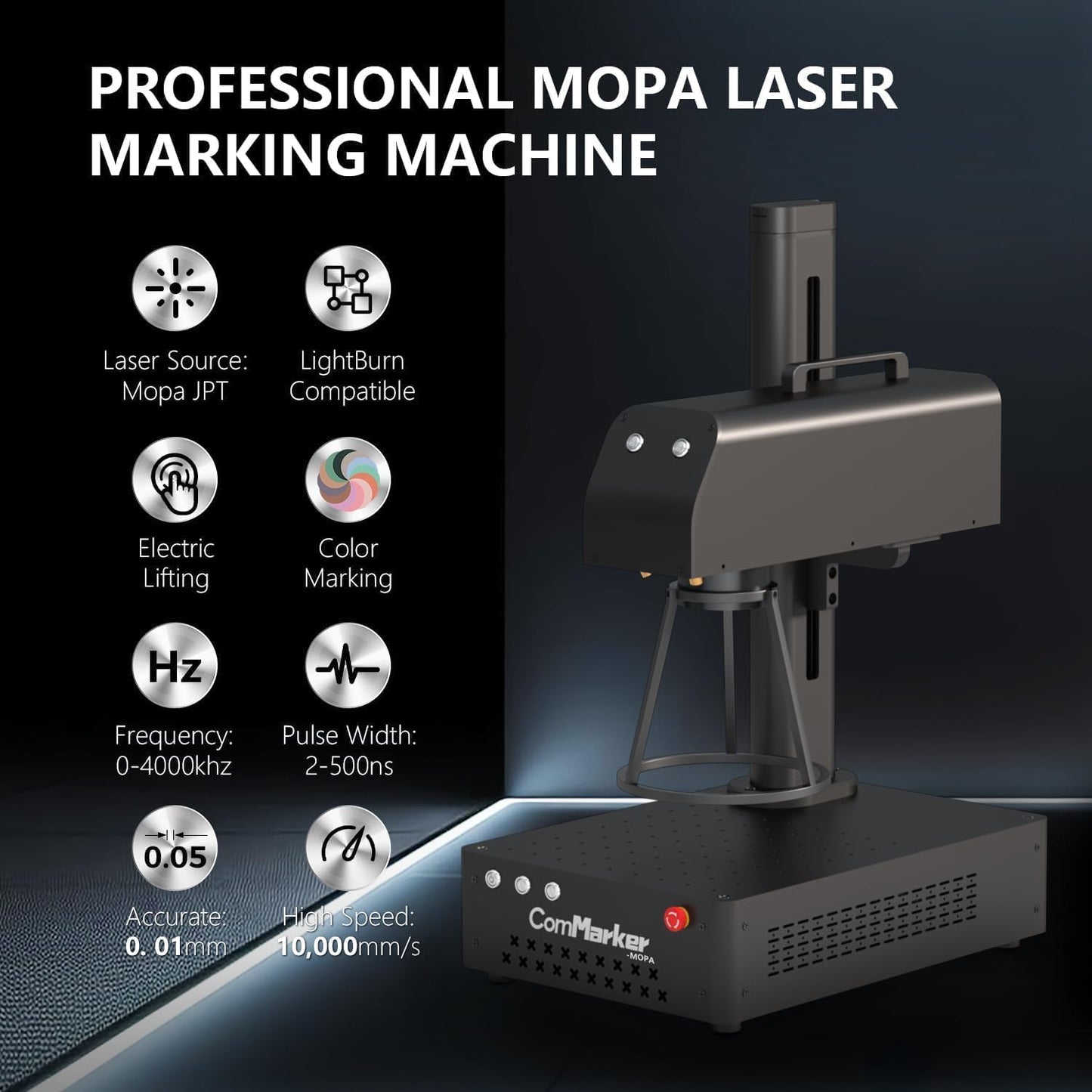 B4 100W JPT Mopa Fiber Laser Engraving Machine, Support Lightburn Laser Engraver with 2Lens and L Protective Shield, 2in1 Desktop Handheld Color Marking Machine for Stainless Steel,Ring