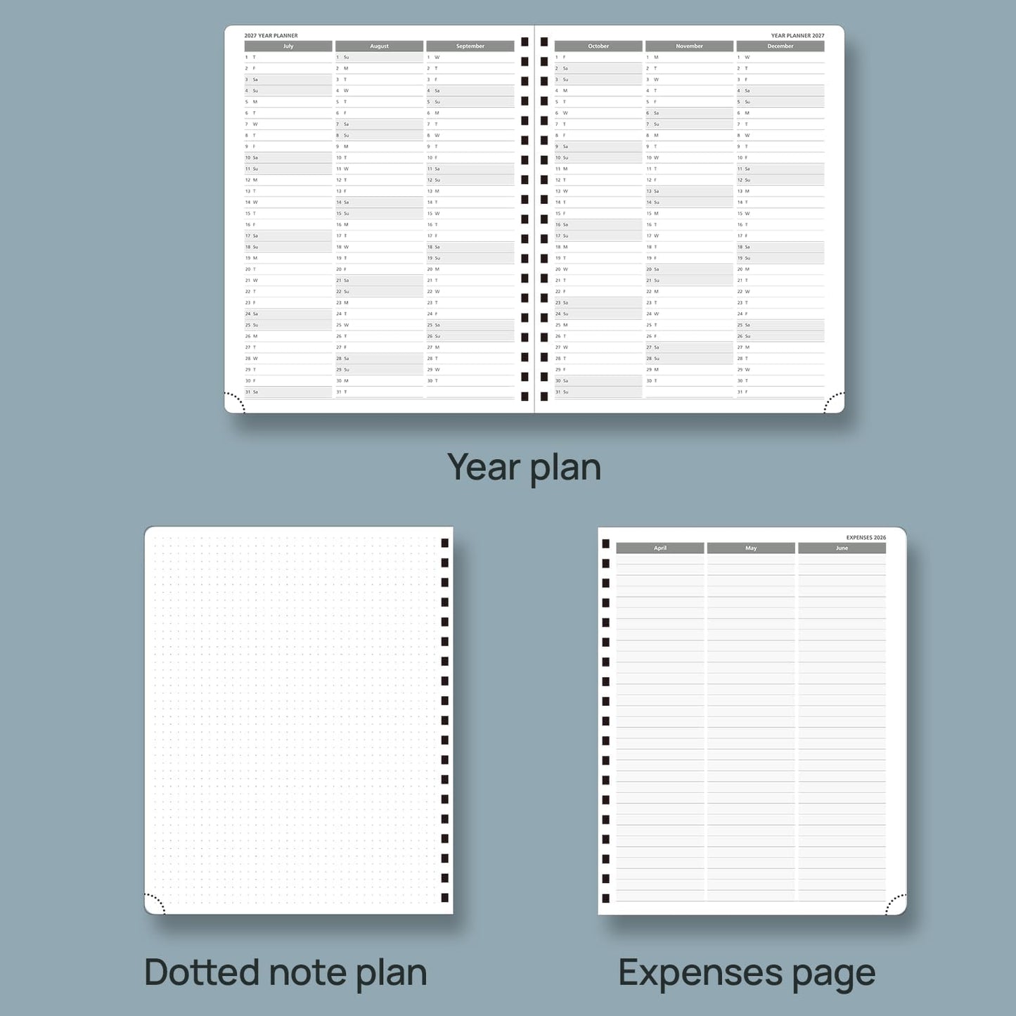 POPRUN 2026 Planner (Large Size 10'' x 8'' Wire-Bound Hard Cover) Daily Weekly and Monthly Calendar - Agenda 2026 (Jan.2026-Dec.2026) with Hourly Schedule, Monthly Tabs - Midnight Green