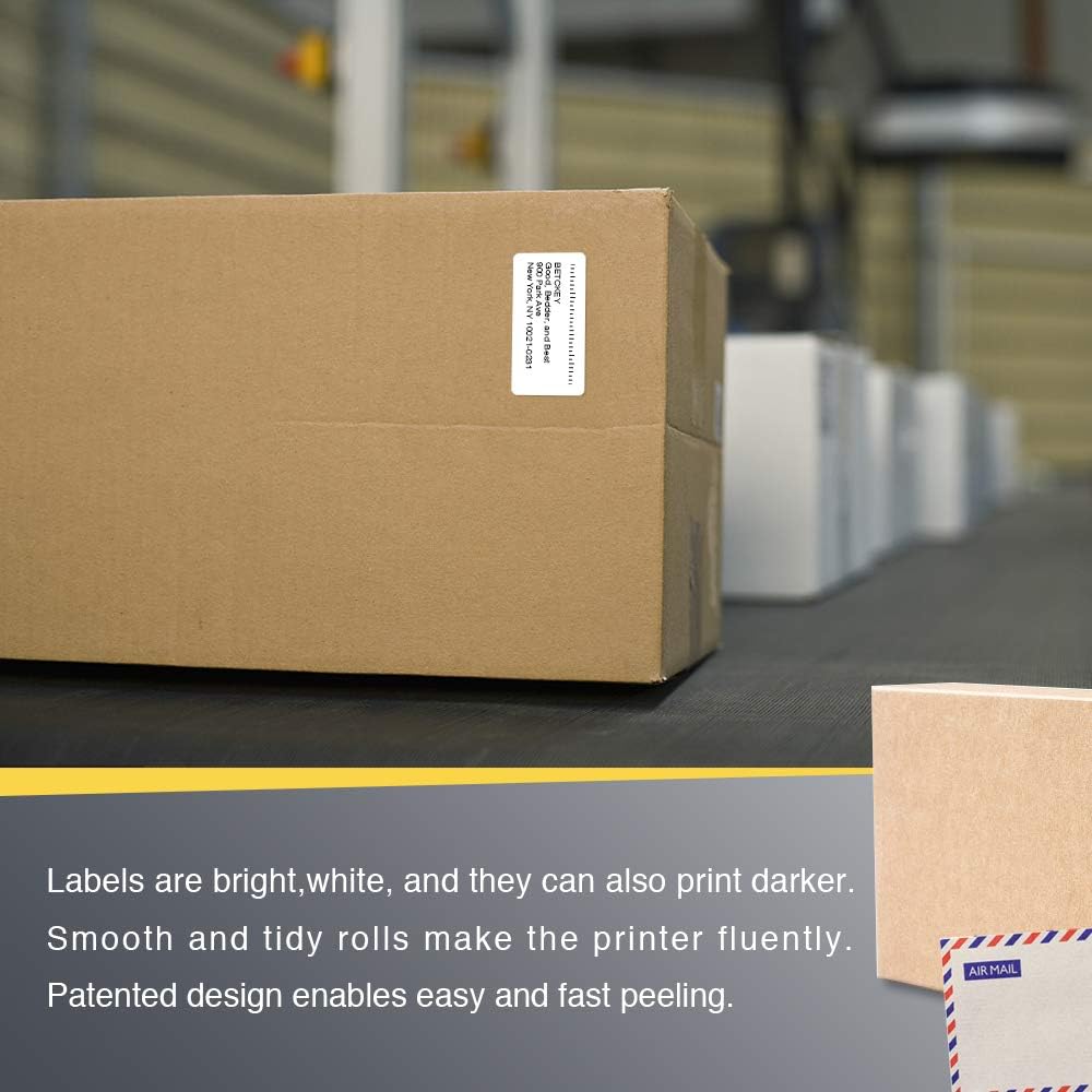 BETCKEY - 2" x 1" (51 mm x 25 mm) UPC Barcode & Address Labels Compatible with Zebra & Rollo Label Printer,Premium Adhesive & Perforated [10 Rolls, 13000 Labels]