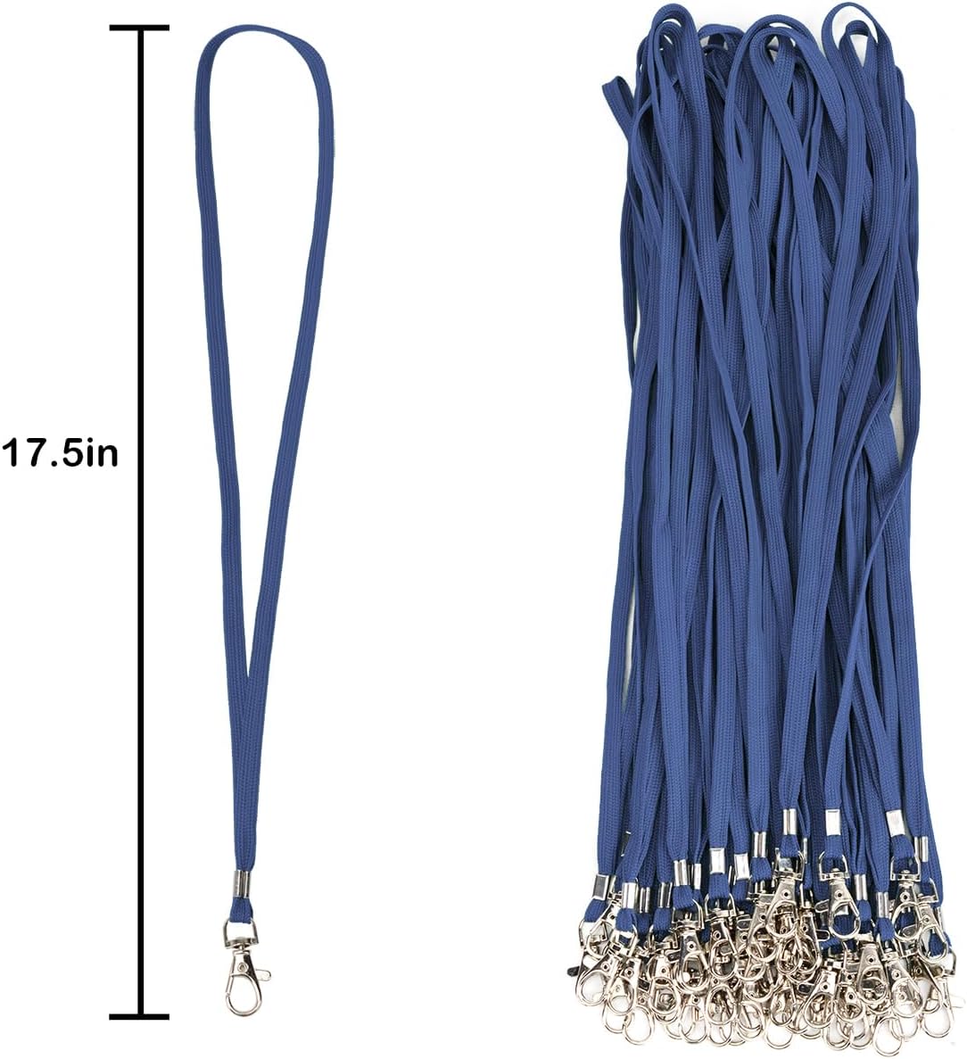 Lanyards 10 Pcs Bulk Lanyard for Id Badges Flat Lanyard with Badge Clip Swivel Hook (10, Navy Blue)