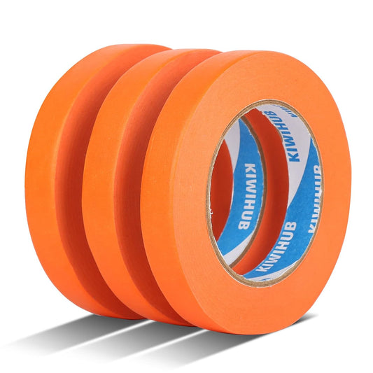 Orange Painters Tape,0.7" x 60 Yards x 3 Rolls (180 Yards Total) - Medium Adhesive Masking Tape for Painting,Labeling,DIY Crafting,Decoration and School Projects