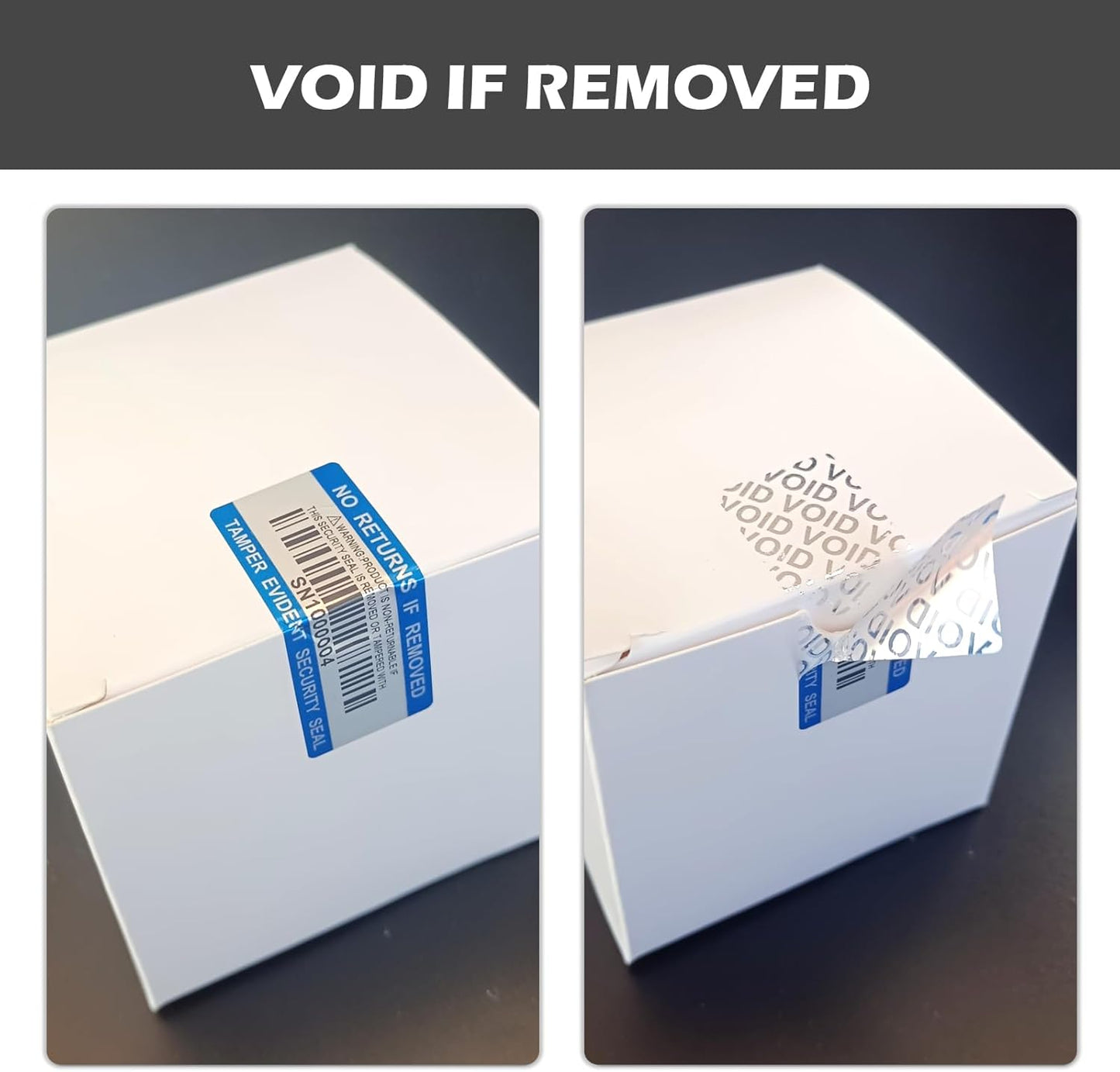 250pcs Tamper Proof Barcode Stickers,Security Label, Warranty Void Sticker with Individual Serial Number,Sealing Label for Package(2x0.8 inches,Blue)